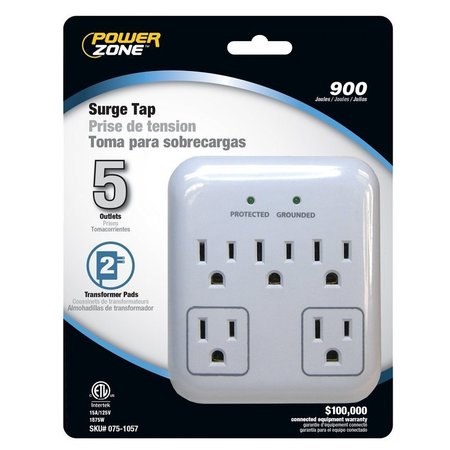 POWERZONE Tap Surge 5-Out 900J Wht/Gray OR802155